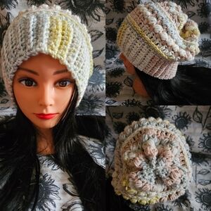 Crochet Handmade Slouchy Textured Beanie Hat
